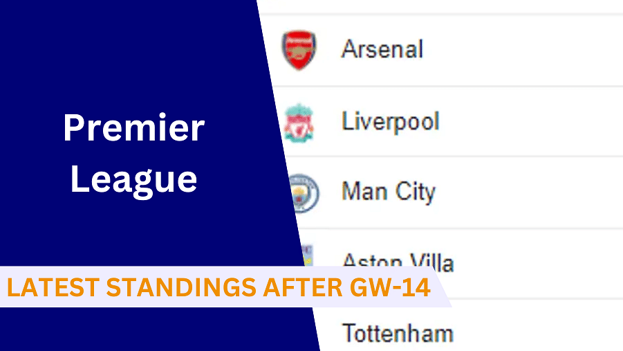 Here is English Premier League Latest Standings after Gameweek 14