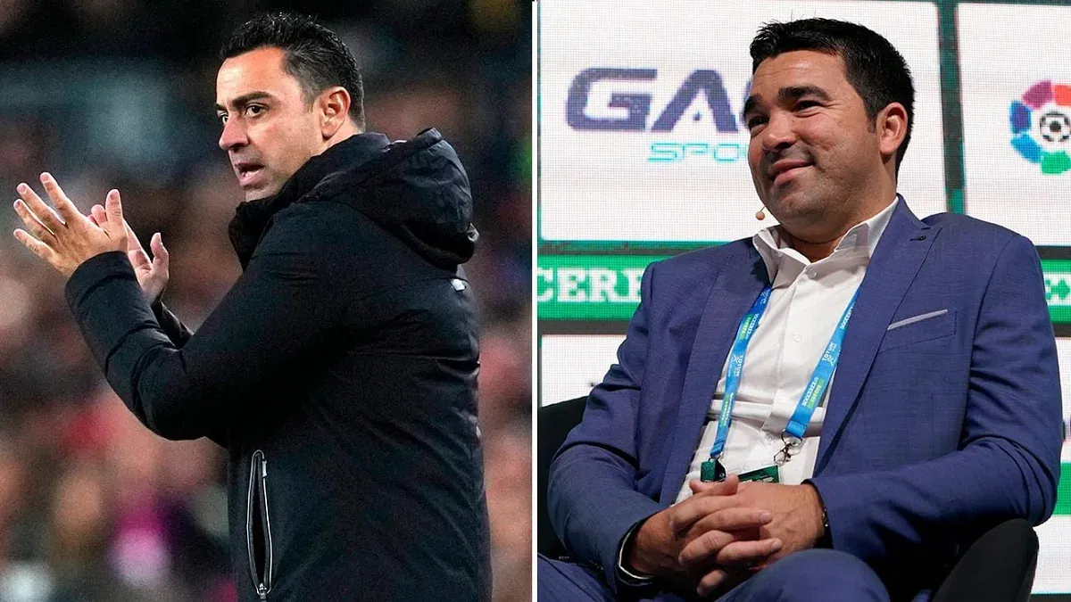 Barcelona Manager Xavi and Sporting Director Deco