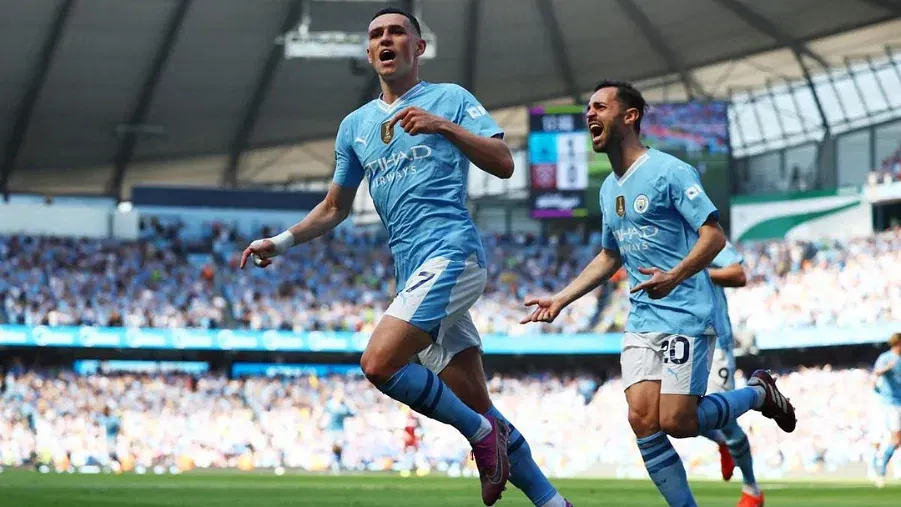 Man City celebrating