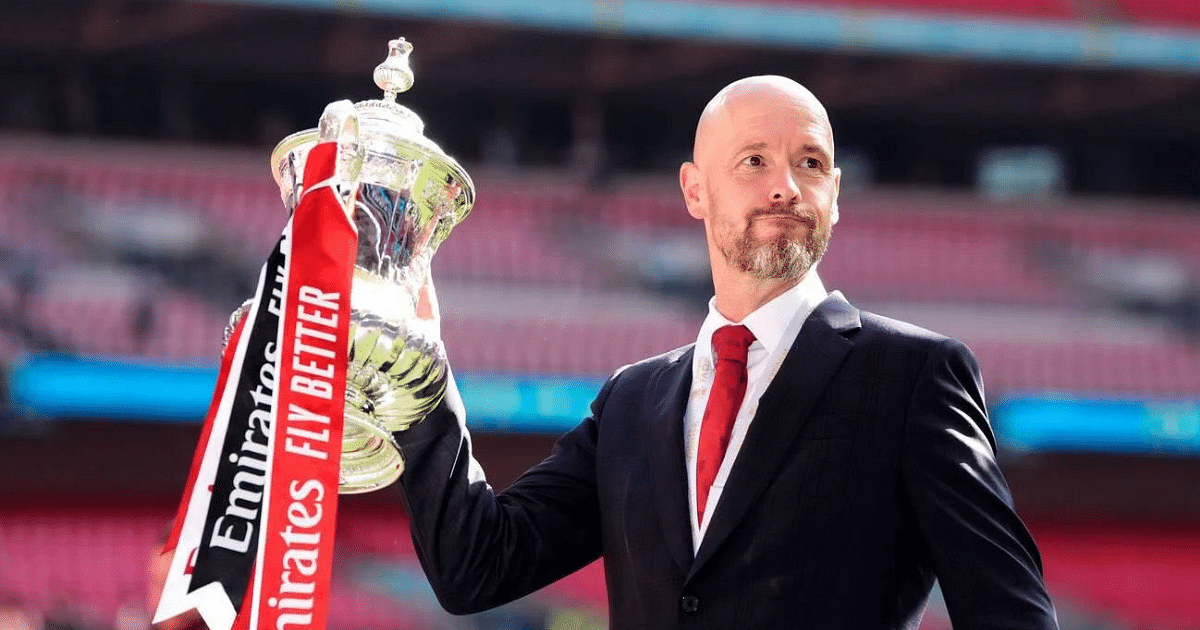 Erik ten Hag with the FA Cup