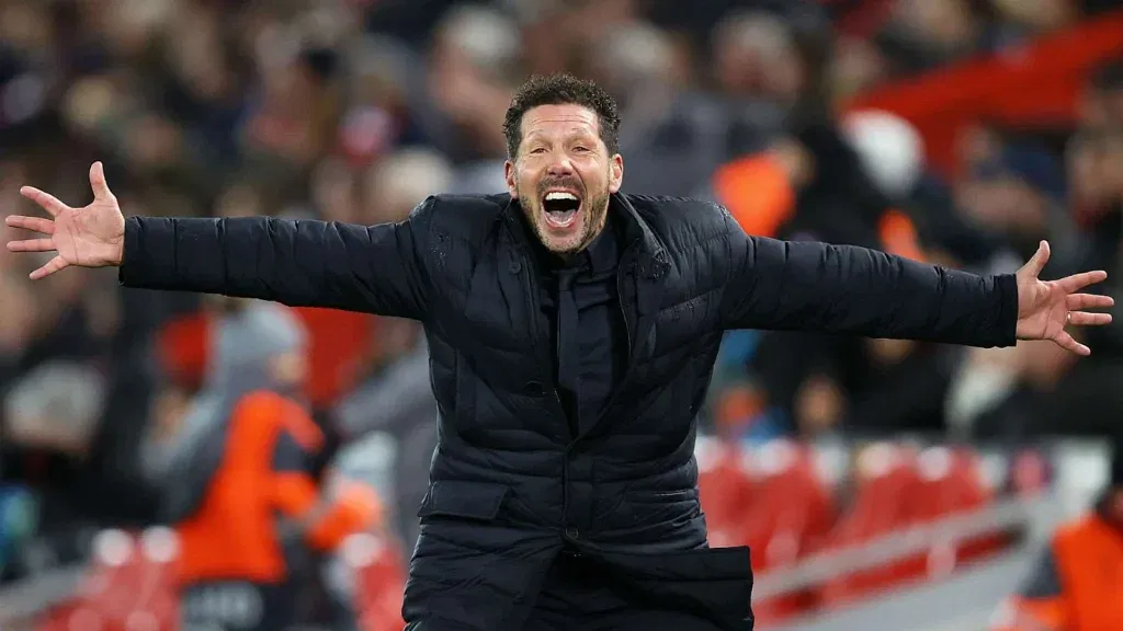 Diego Simeone celebrating a win with Atletico Madrid