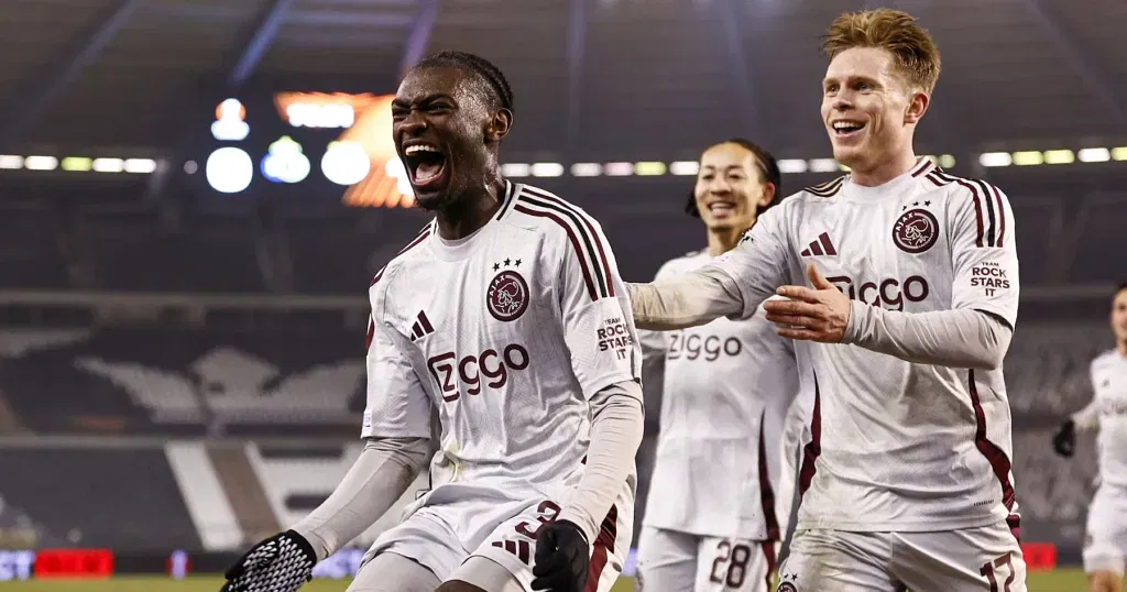 Ajax players celebrating their goal