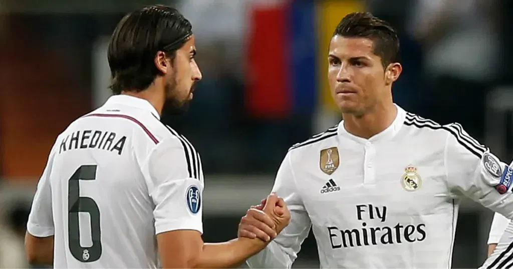 Sami Khedria and Cristiano Ronaldo during their spell at Real Madrid (Credit:@livesport88fc/X)