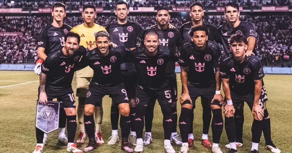 Inter Miami player pose ahead of their game against CD Olimpia